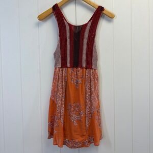 Free People Boho Festival Crochet Knit Tank Dress Women Size XS Beachy Summer